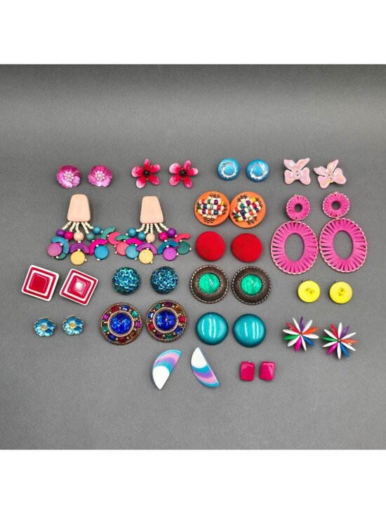 Unbranded Jewelry - VTG 80s Clip On Earring Lot Bold Bright Mod Boho Lucite Neon 18pc